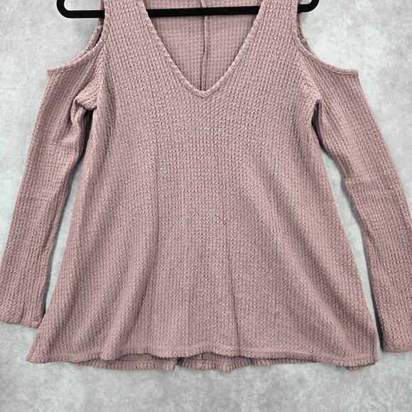 Andree by Unit Purple Long Sleeve Cold Shoulder Collar Sweater Cardigan Medium - Picture 4 of 8